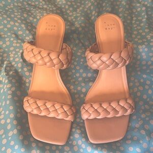Women’s A NEW DAY braided sandals. 3” heel. Worn once. Great condition. Size 11